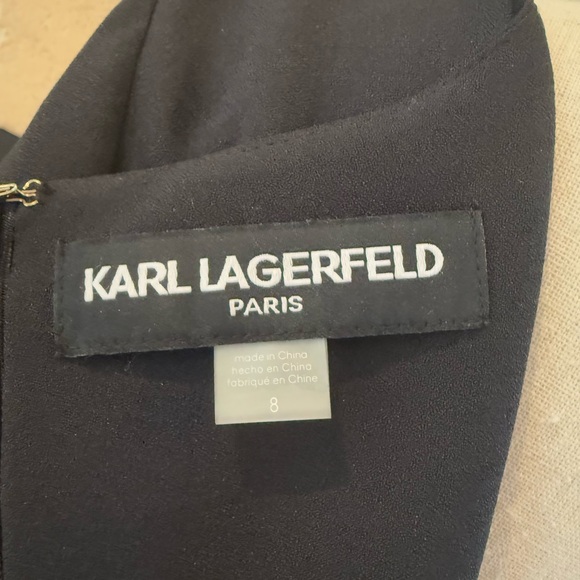 Karl Lagerfeld Elegant Black Dress with Pearl Accents Size 8 - Picture 8 of 10